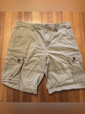 Aéropostale Men's Cargo Shorts Beige Cotton Spandex Regular Fit Size 32